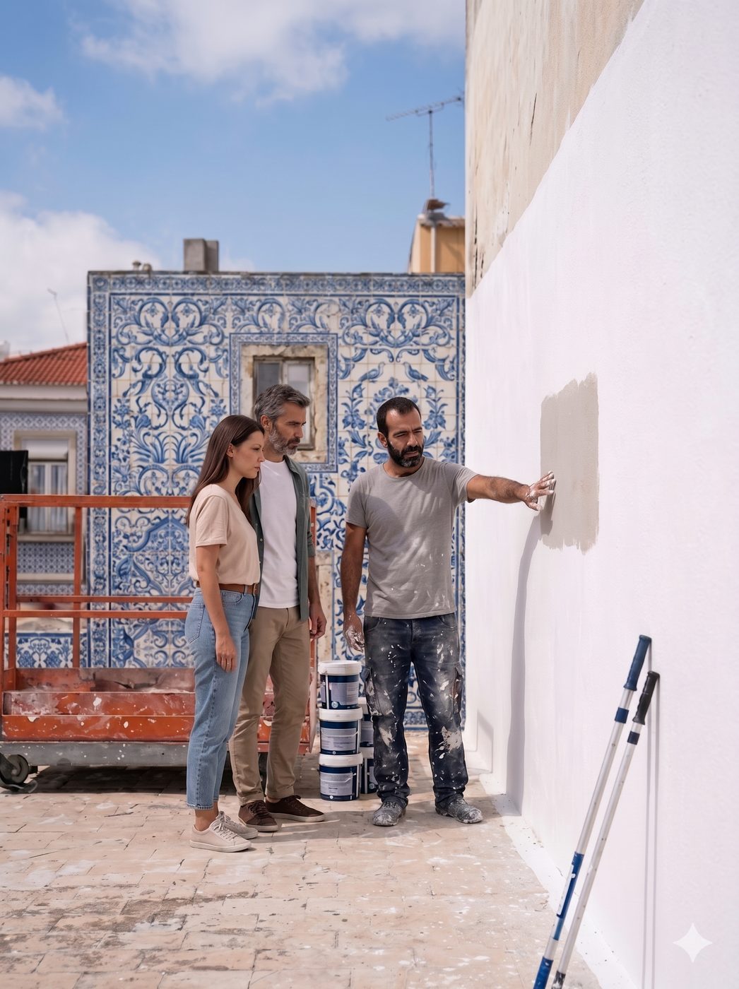 Cliente e profissional a validar o trabalho na obra